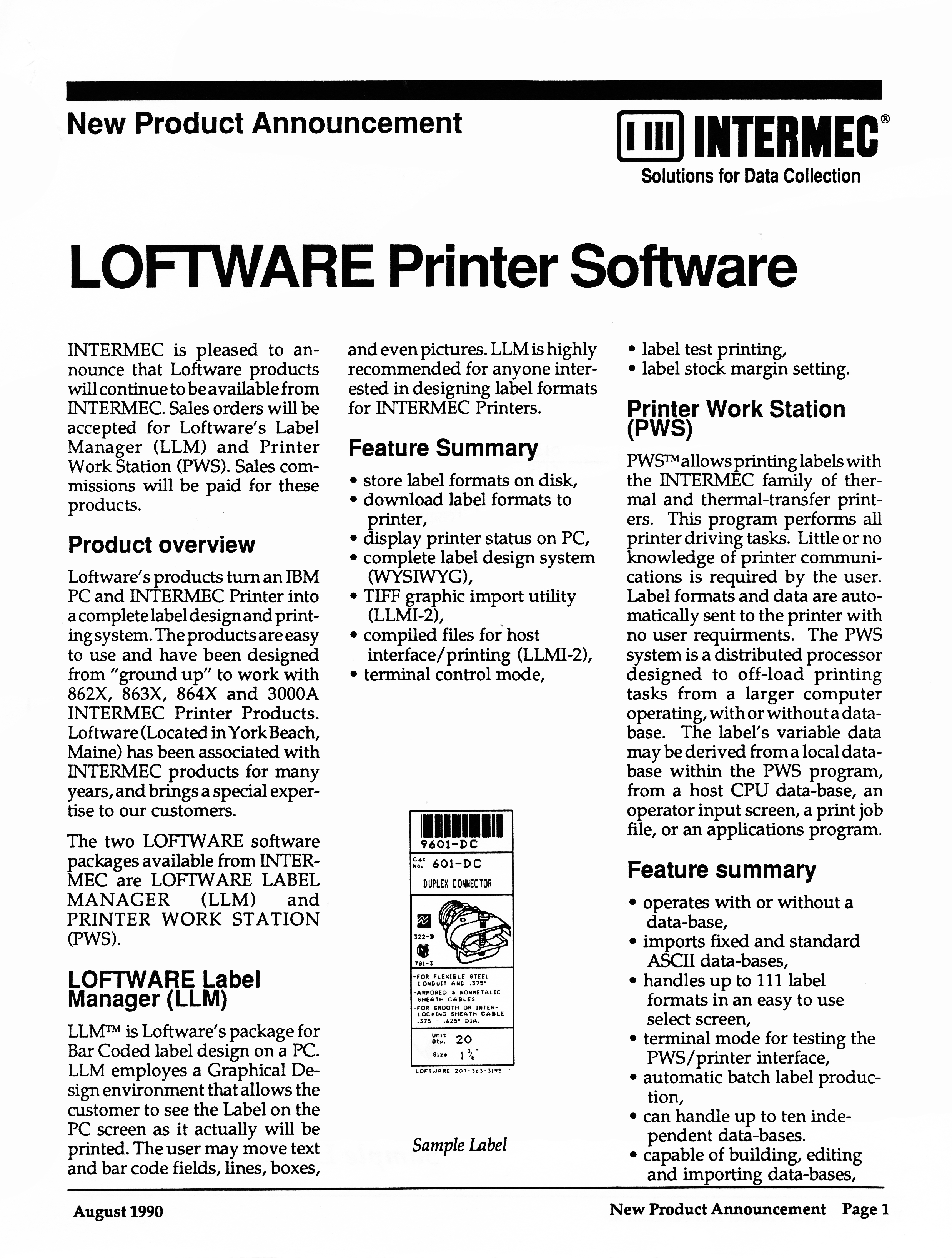 Loftware page 1