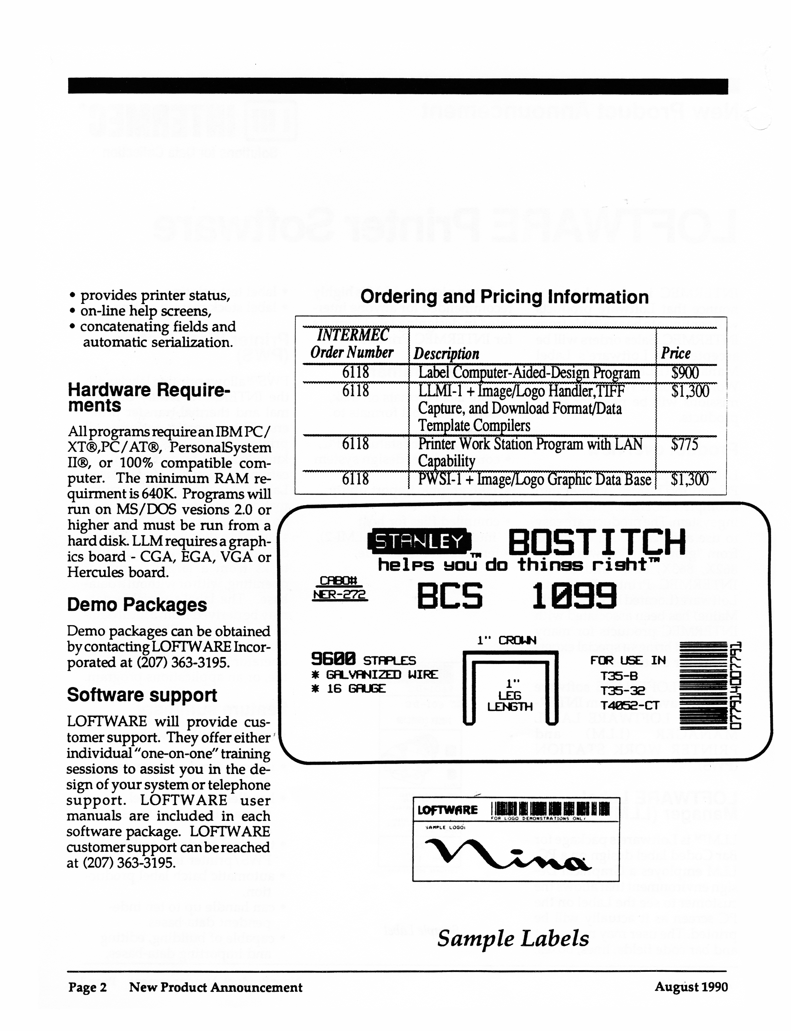 Loftware page 2