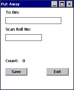 Put Away screen